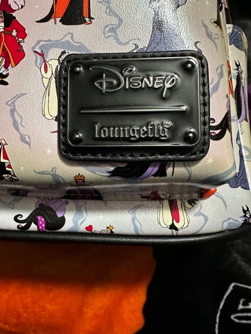 Disney Loungefly Villains Patterned Backpack - Gray, Black, Purple, Red, Orange